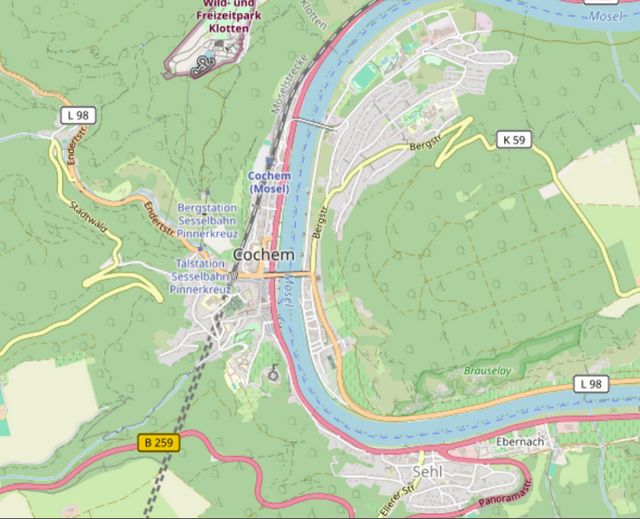 Karte von Cochem an der Mosel