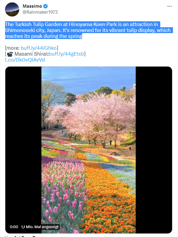 Türkischer Tulpengarten im Hinoyama Koen Park in Shimonoseki, Japan Türkischer Tulpengarten im Hinoyama Koen Park in Shimonoseki, Japan