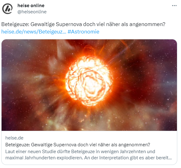 Beteigeuze wird zur Supernova
