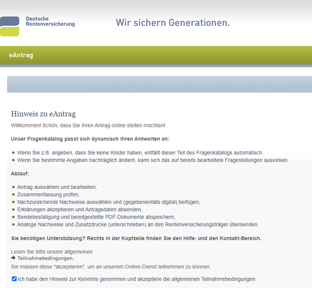 eAntrag für die Rente